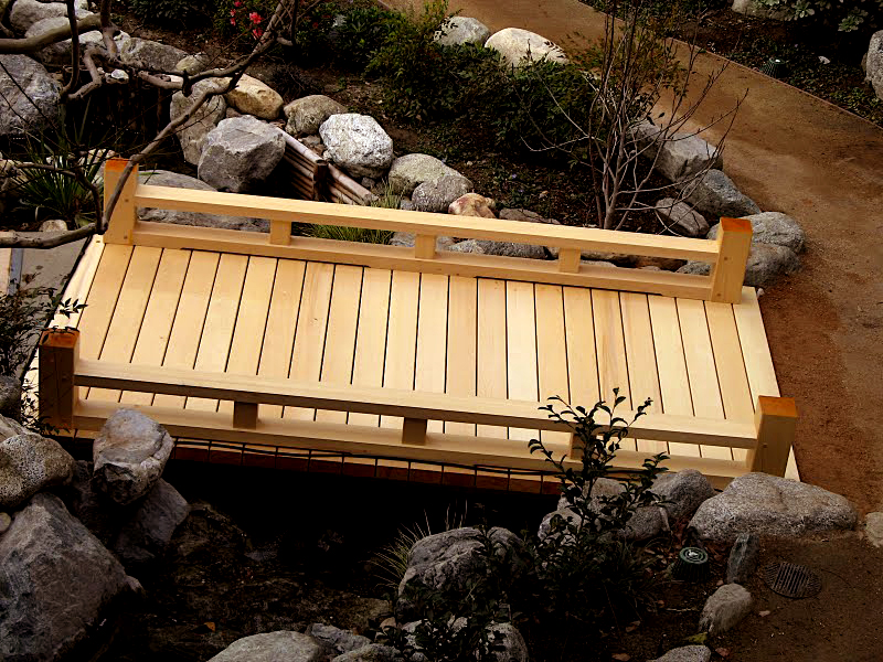 wood garden bridge